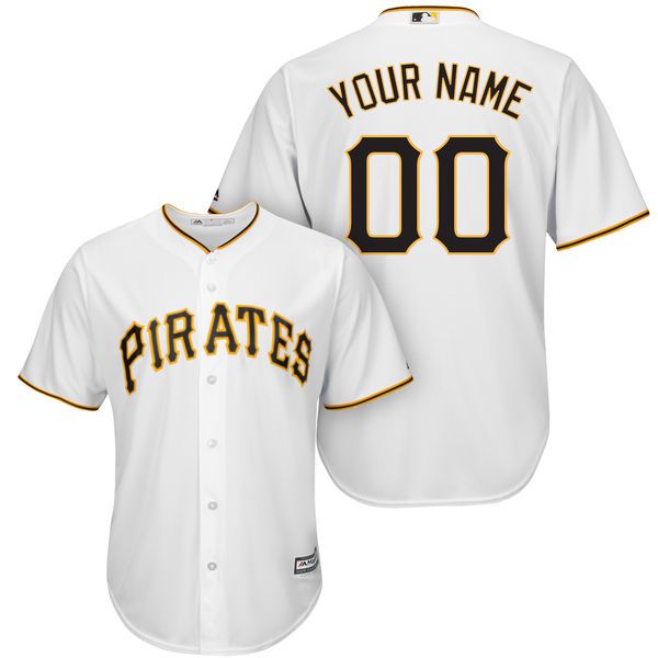 Men Pittsburgh Pirates Majestic White Cool Base Custom MLB Jersey